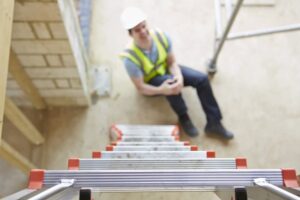 Construction Worker Falling Off Ladder And Injuring Leg